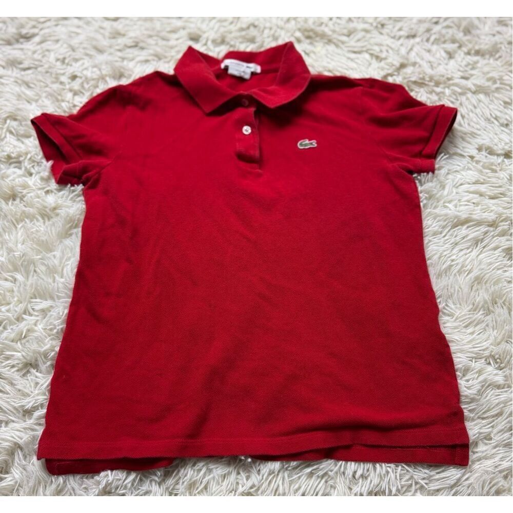 Boys Red Lacoste Collared shirt Size Medium